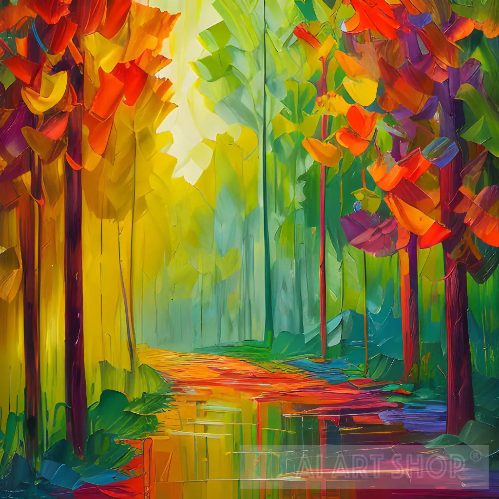 Enchanted Forest: A Captivating Oil Painting - Explore the Breathta...