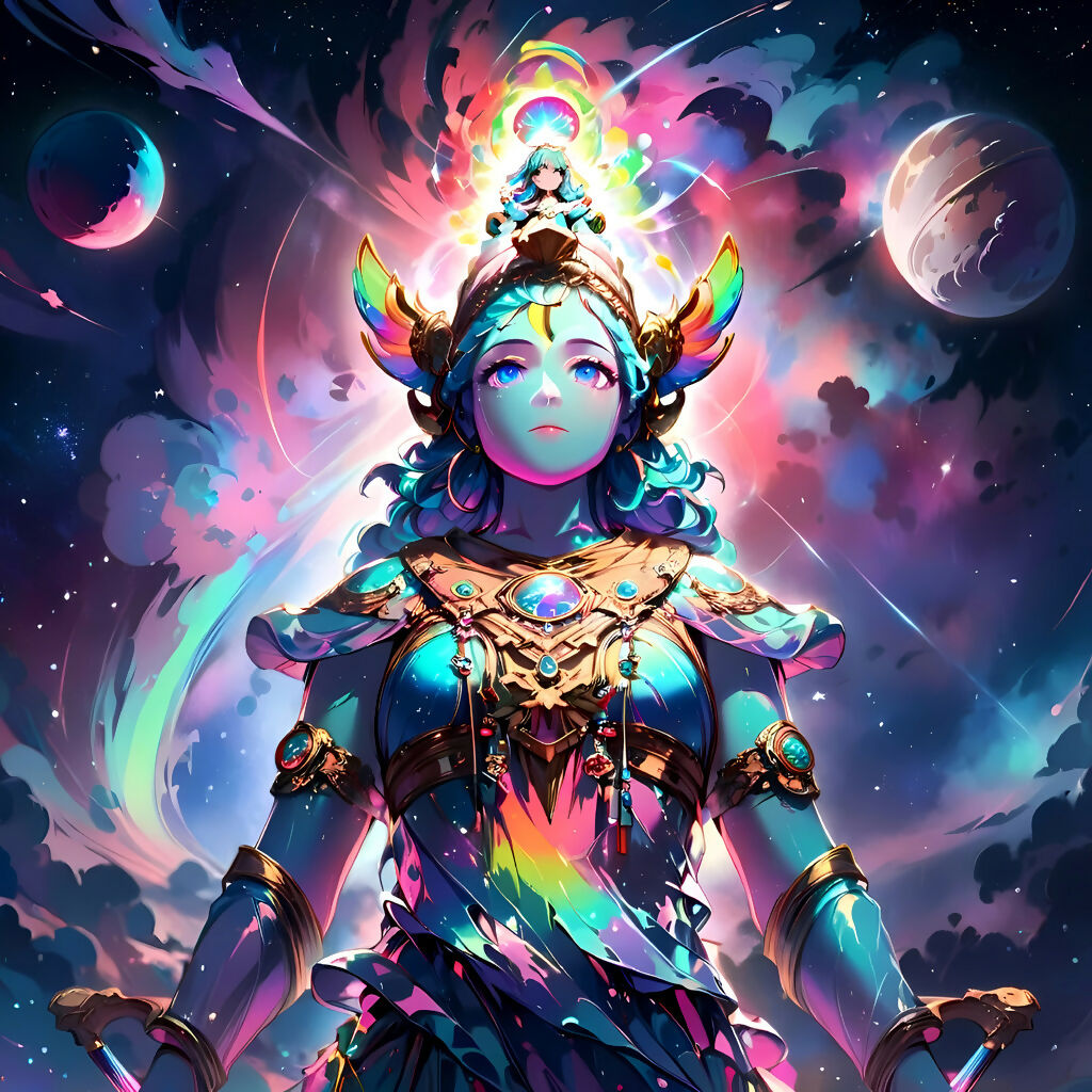 Aurora Divina – Celestial Goddess AI Portrait Art with Cosmic Fanta...