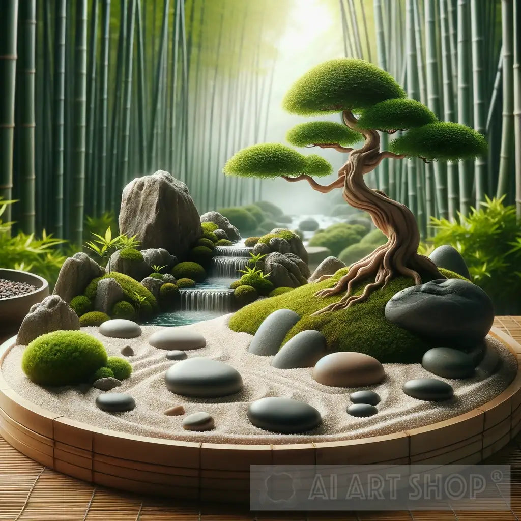 Still Life Art - Zen Garden Serenity: A Moment of Meditation