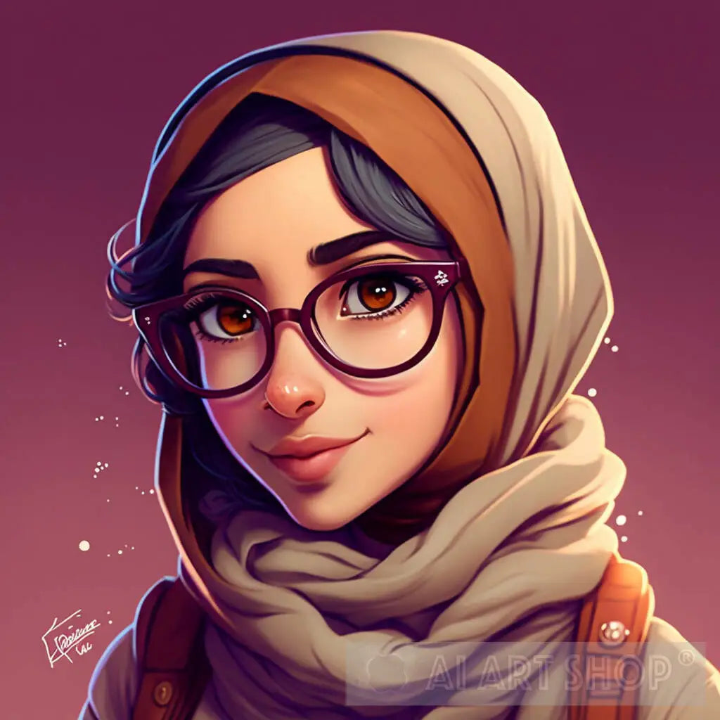A beautiful Girl wearing a Hijab and glasses