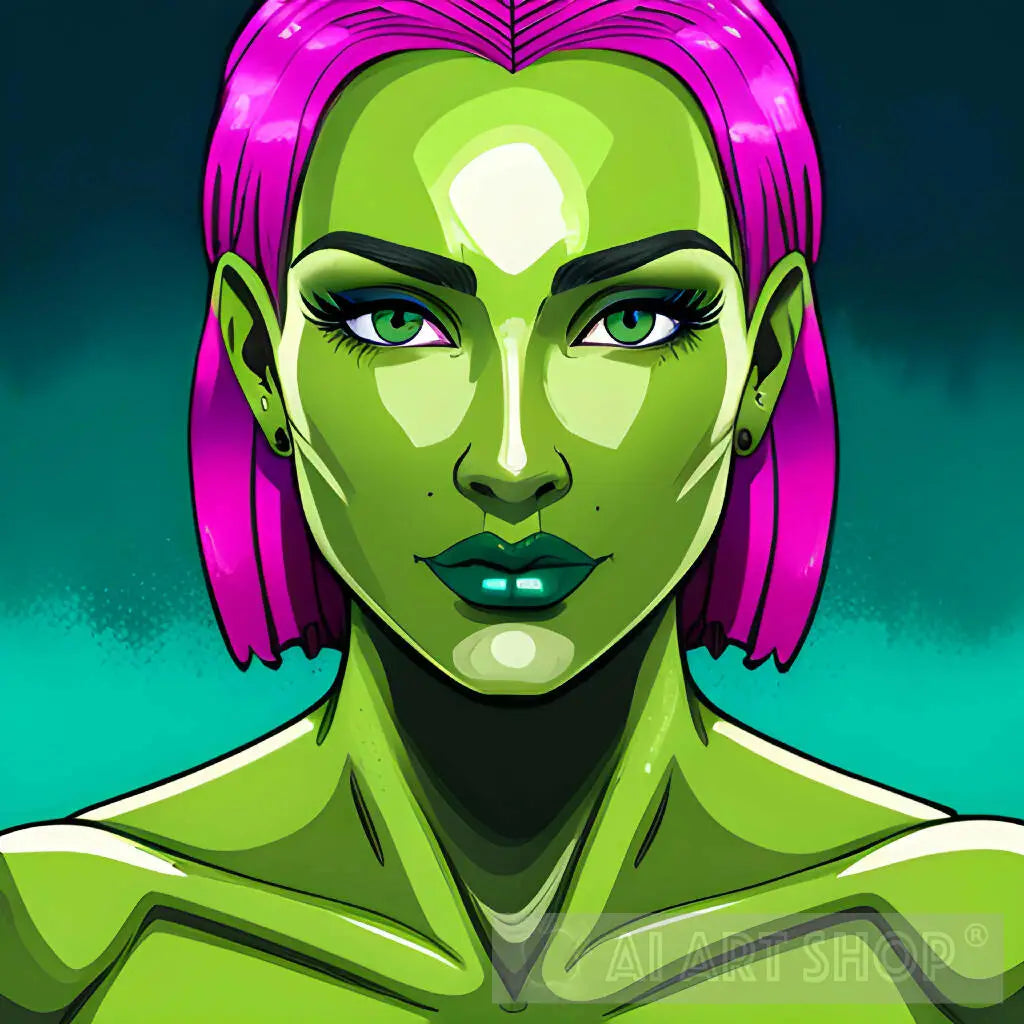 Alien Woman Female She Green Extraterrestrial Been Being Hu 3773