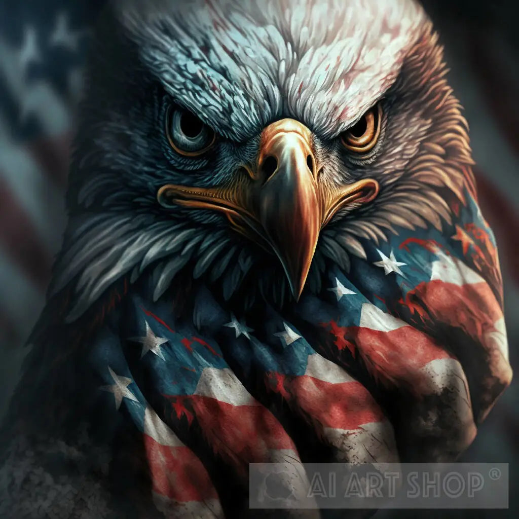 American Eagle with Flag