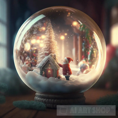 Cute Christmas Globe Ai Artwork