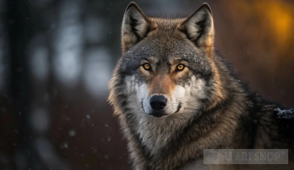 "Captivating AIGenerated Closeup of a Beautiful Grey Wolf in