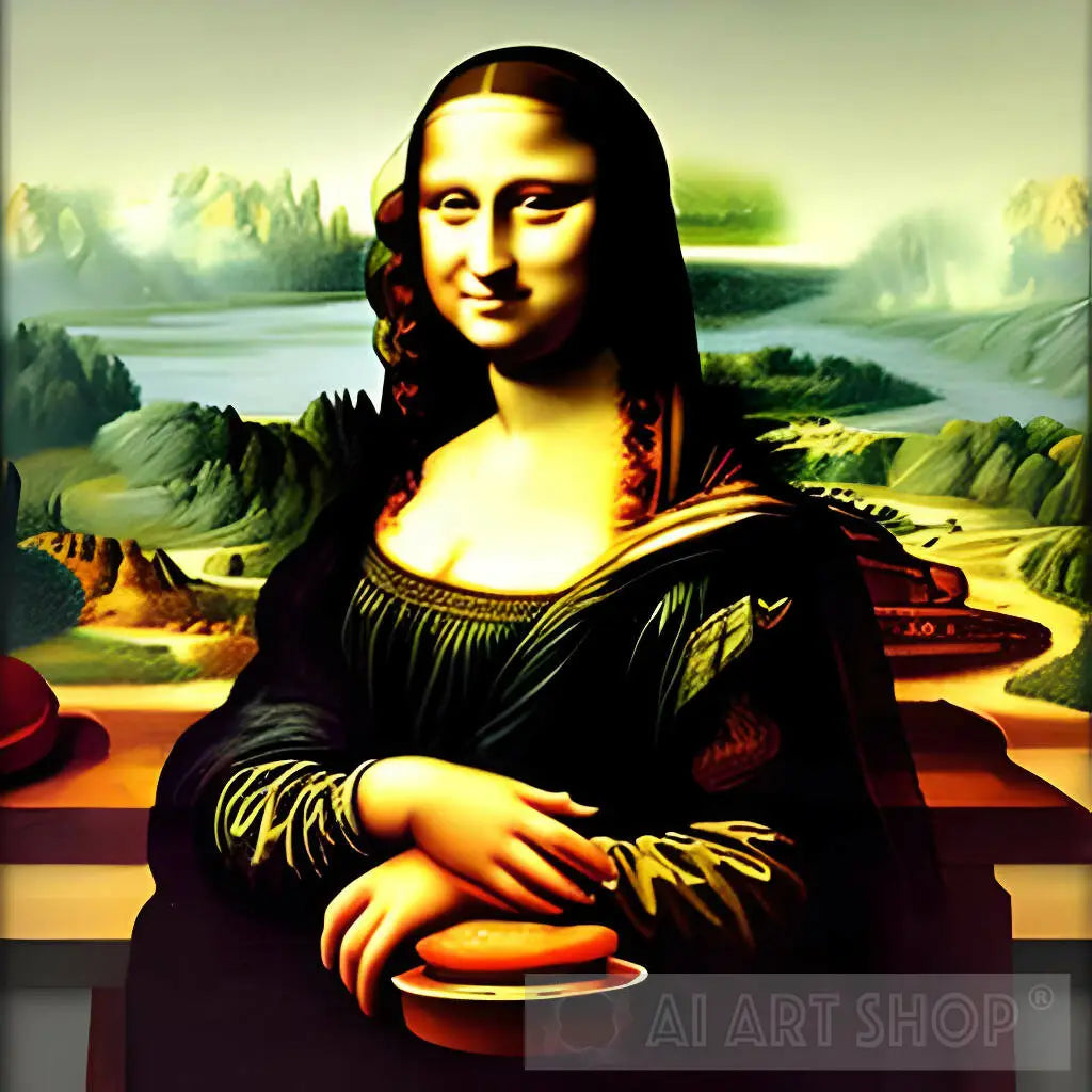 Mona Lisa Eating a Burguer