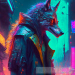 Wolf Anthropomo Cyberpunk Animal Ai Art