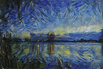 Starry coastal crossing inspired by Van Gogh