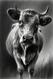 “Majestic Cow Portrait” – Pencil Sketch Art