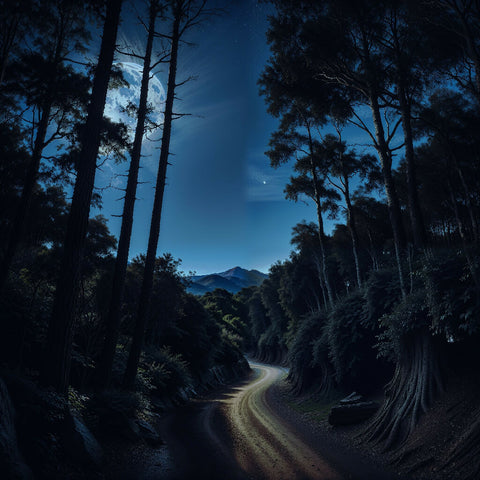 Moonlit Path: A Nocturnal Forest Journey