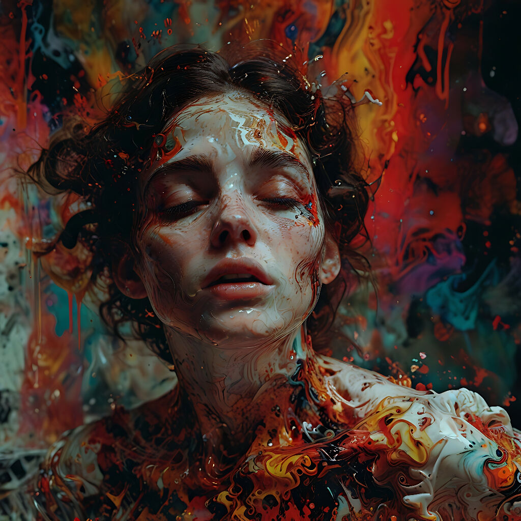 Abstract womanEmotional expressionismSwirling colorsVibrant abstrac...