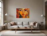 Woman's Face in the Style Couch and bare wall