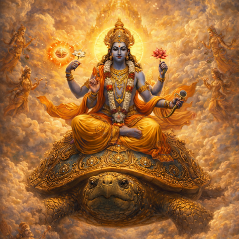 Lord Vishnu Spiritual Wall Art | Divine Hindu God Digital Painting 6K