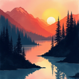 HiDream.org_abstract-mountain-forest-landscape-with-sunset-reflection-on-lake (1)