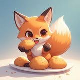 Charming Baby Fox Enjoying Baked Treats