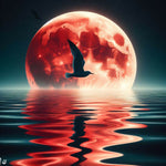 AI seagull blood moon