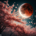 AI lunar eclipse and cherry blossoms