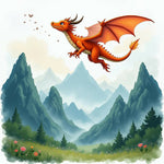 Magical Dragon Over Mystical Mountains