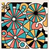 Vibrant Mid-Century Modern Wall Art – Bold Geometric & Starburst Retro Print in Turquoise, Coral & Mustard