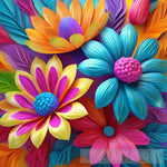 3D Colourful Flowers With Rubber Petals Nature Ai Art