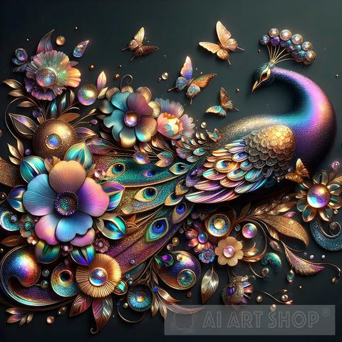 3D Peacock Animal Ai Art