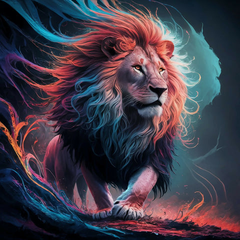 Regal Lion with a Multicolored 001