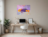 Purple Grapes and Oranges Desk and bare wall