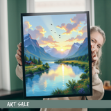 “Golden Valley River Home – Premium Scenic Wall Art”