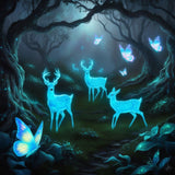 Whispers of Wonder: Glowing Deer in a Surreal Night
