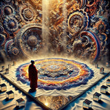 DALL·E 2024-12-04 19.38.33 - A square-format, photographic-style image depicting a mesmerizing, melting sand mandala in vivid, intricate patterns. The mandala appears to dissolve 