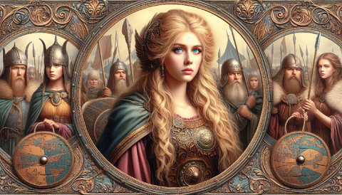 Trompe lòeil art, Viking shield maiden in a triptyk.