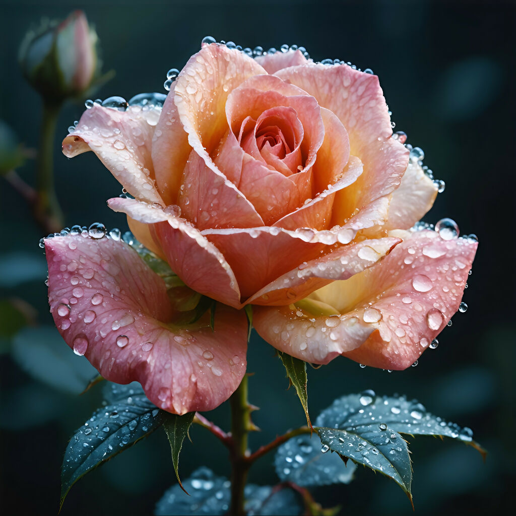 The Alluring Beauty of Pink Hybrid Tea Roses with Dew-Kissed Petals