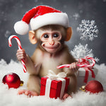 Cute monkey with a Santa hat copy