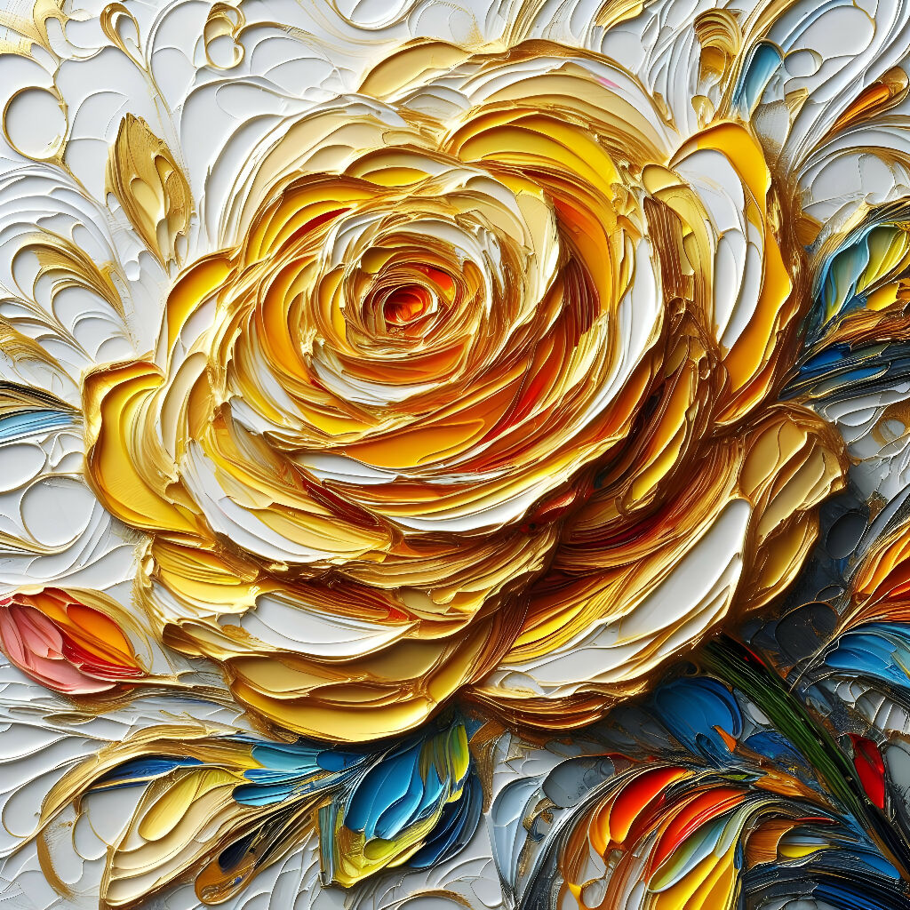 Abstract Rose Painting: A Burst of Colors and Energy,Abstract, Rose...