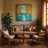 Mediterranean Lemon Breeze – Watercolor Coastal Window View Painting