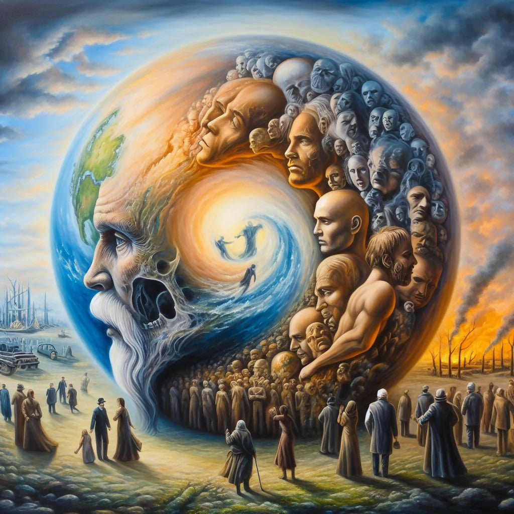 Painting on humanity transformation by Noah Ai