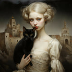 A princess and a black cat