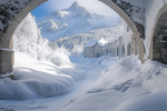 Warm and snowy winter landscape