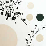 Abstract Botanical Branches with Geometric Circles in Beige & Black