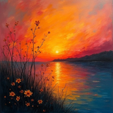 HiDream.org_vibrant-oil-painting-of-a-colorful-sunrise-over-the-water-with-floral-accents (1)