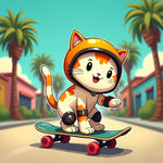 Cute cat on a skateboard