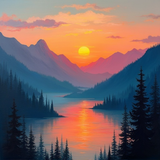 HiDream.org_serene-oil-painting-of-sunset-over-mountains-and-lake-for-home-decor (1)