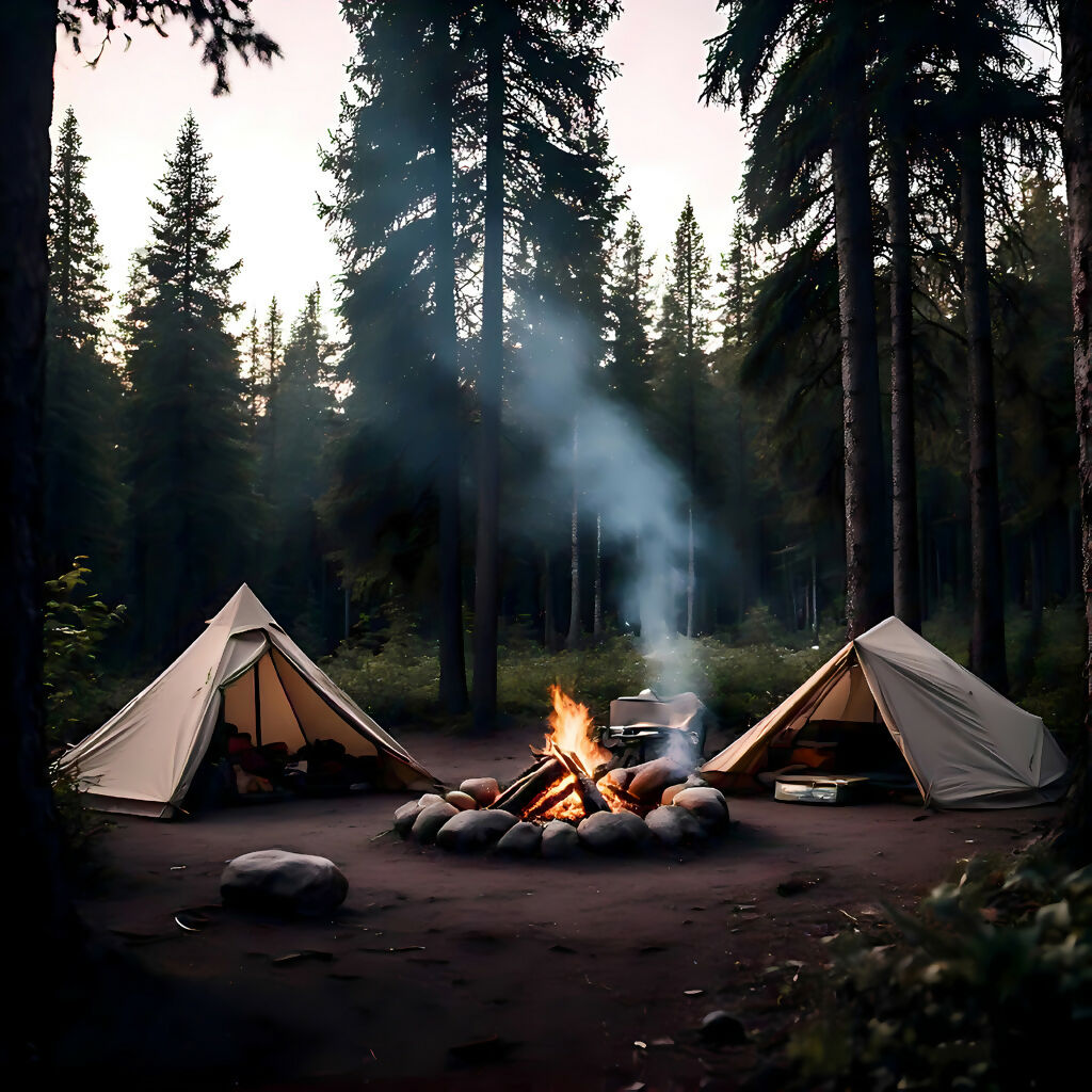 Forest Campfire Escape Landscape AI Art for Nature Lovers