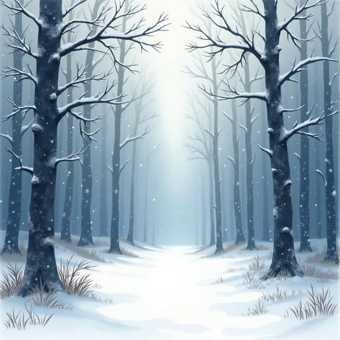 Tranquil Winter Forest with Gentle Snowfall