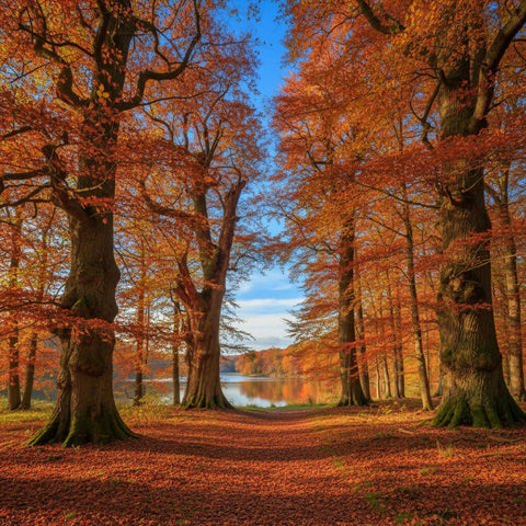 Golden Autumn Pathway – Majestic Forest in Fall Colors