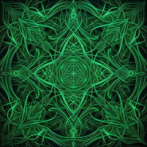 Matrix Mandala The Emerald Matrix - Sacred Geometry Flower of Life AI Art