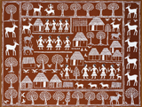 Warli Village Life Fabric