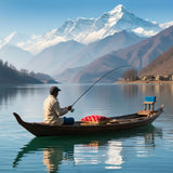 Serenity on Dal Lake: Fishing Amidst Snow-Capped Splendor
