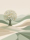 Minimalist Olive Tree Landscape Wall Art