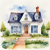 House in watercolor painting abstract