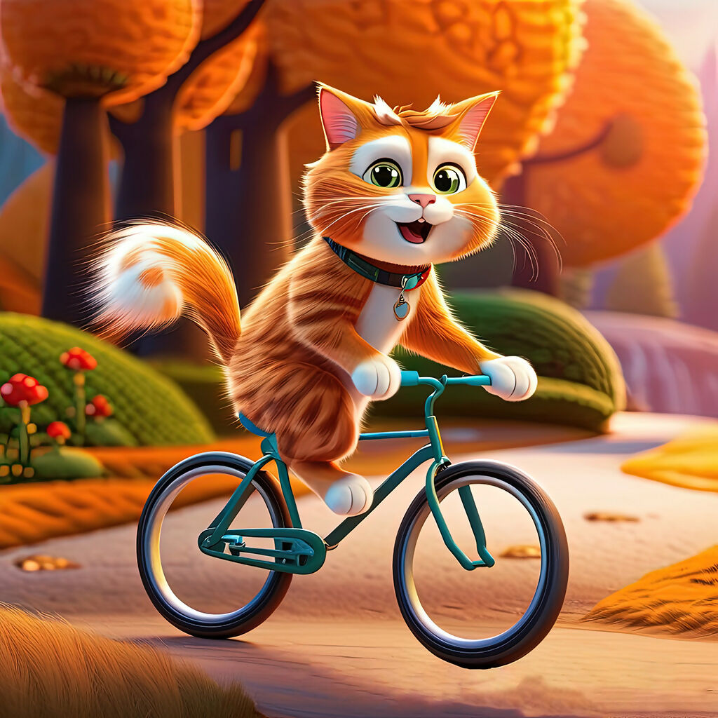 This illustration of a cat on a bike is the ideal complement to you...